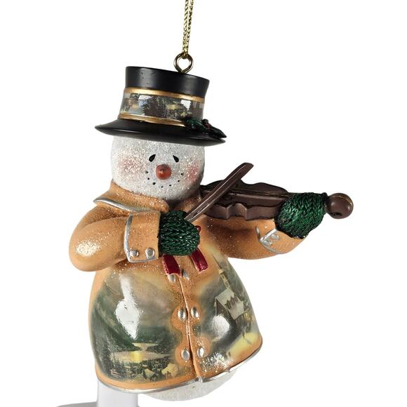 Thomas Kinkade Snowman Ornament Violin 2004 Bradford Editions Xmas Collectible - Picture 2 of 16